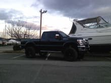 boss's 2011 f350 right after i installed his procomp 10 inch lift and new fuel 22 inch rims wrapped in 38 inch nitto trail grapplers