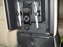 Hidden iPod mounting inside console.
