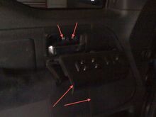pop off piece behind door handle then remove the two bolts. and pop off speaker cover and remove the four bolts holding the speaker in