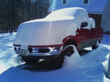 Truck in 11 inches of snow