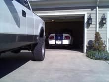 my truck, roommates shelby gt500 in background