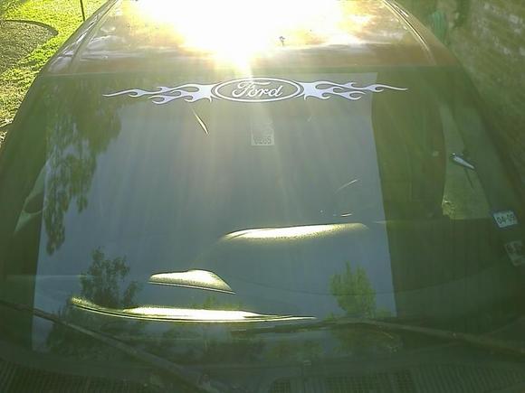 new sticker on the front windshield