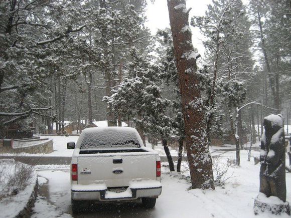 Truck and snow in Ruidoso, NM.