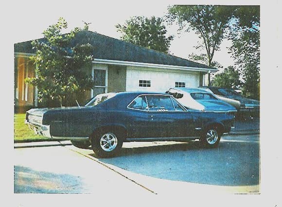 1966 GTO I had, this picture taken around 1968. I ordered this car with Tri-power, close ratio 4 speed and 3.90 LS rear. I had air shock's aired up in this photo. Shown with Crager S/S wheels.