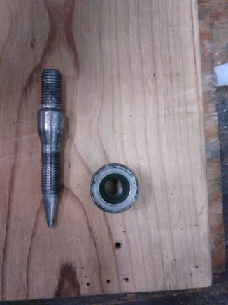 Threads are repaired; install the stud using stud driver (cylindrical part is 13 mm diameter), I will be using cheapo 1/2" deep socket with set screw inserted into pre-drilled hole. 