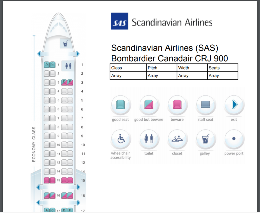 Canadair Regional Jet Seating Chart