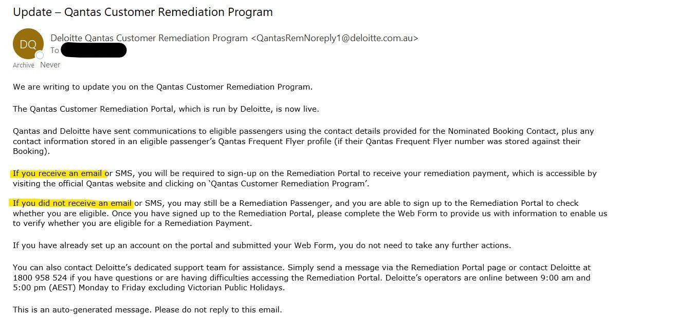 Confusing Qantas Remediation by Deloitte - FlyerTalk Forums