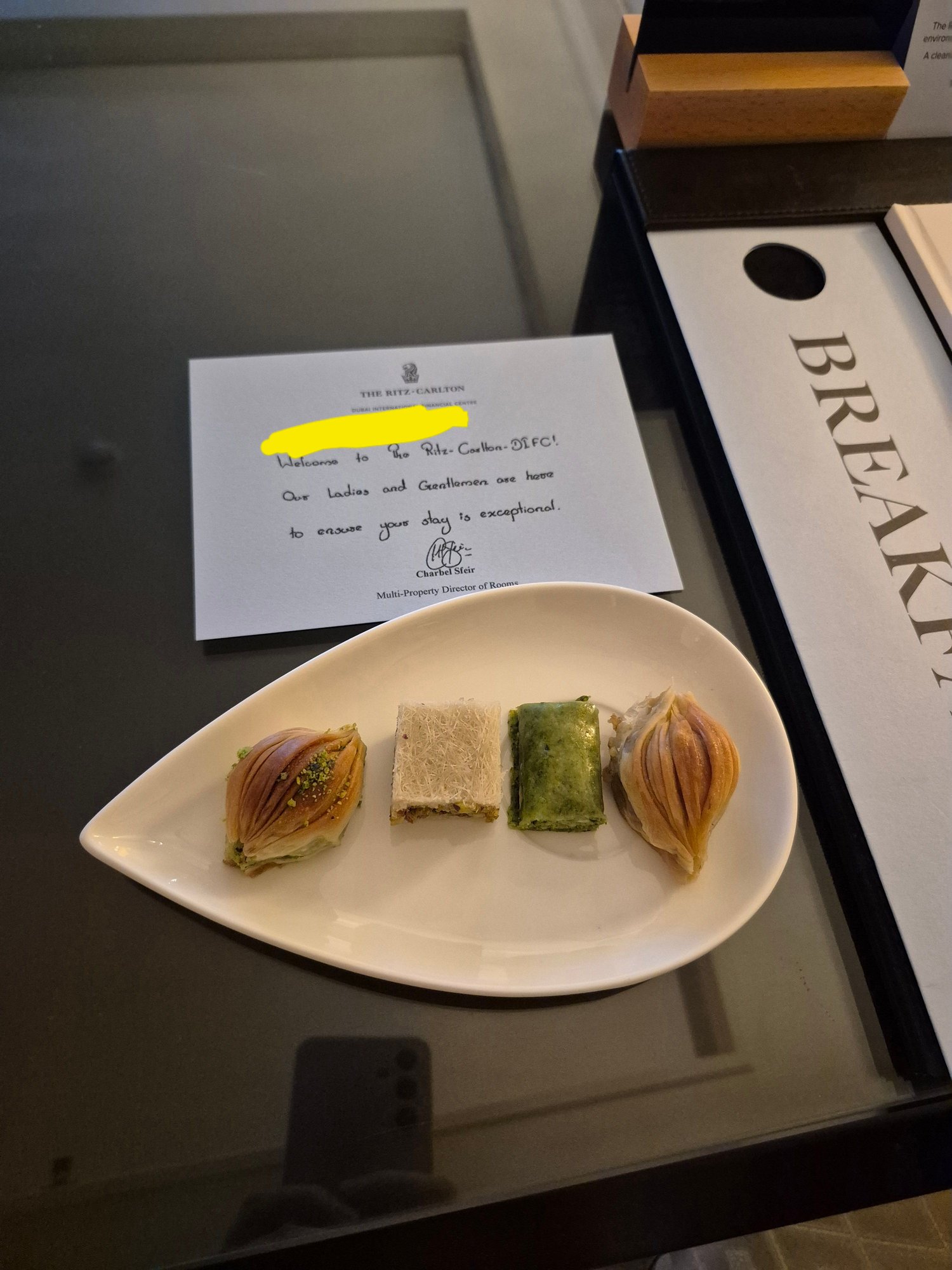 Pastries in room on arrival