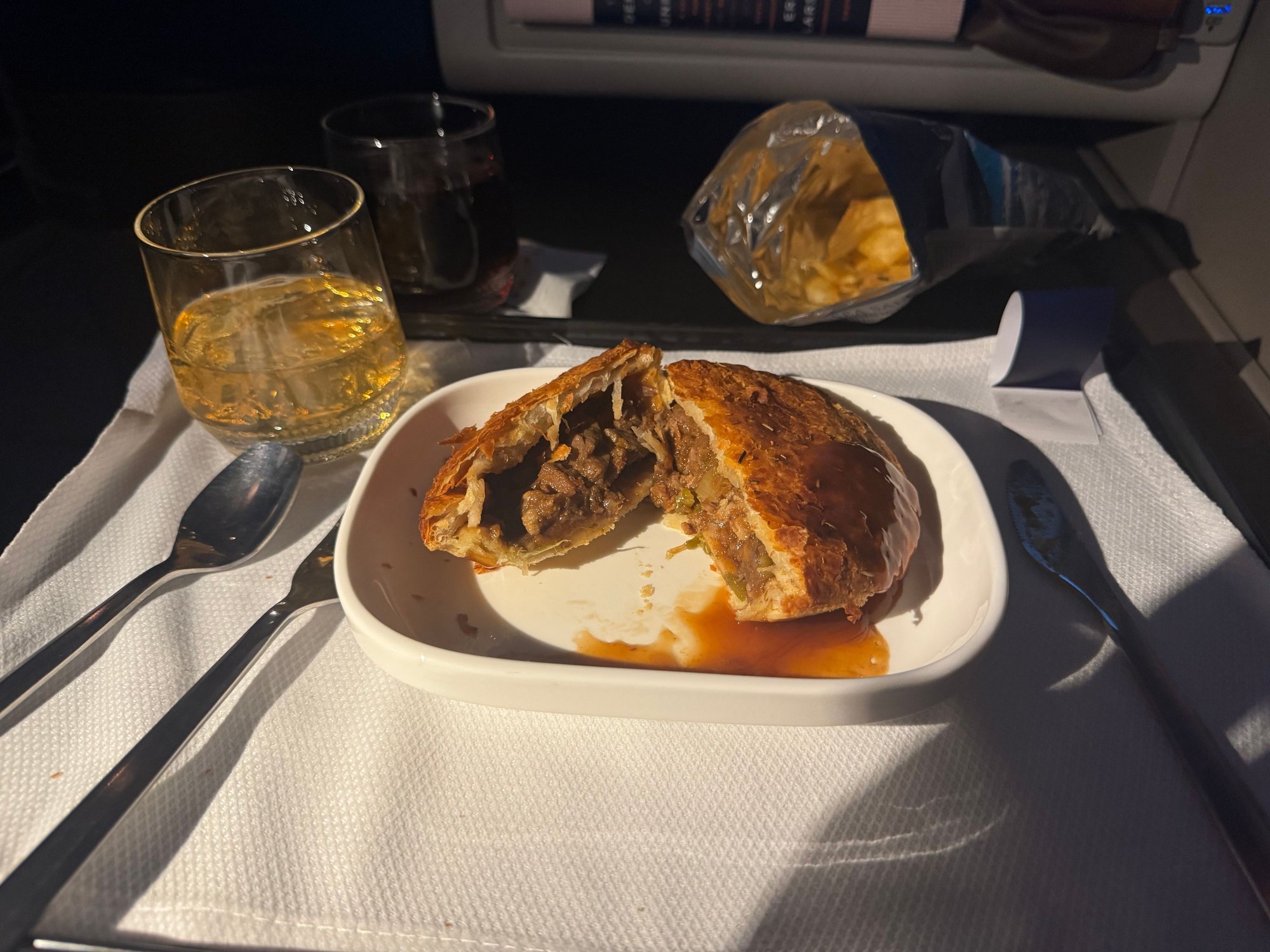 Lamb Pie - cut open. This was also delicious. I ordered it just for research purposes but ended up eating the whole thing 😬 