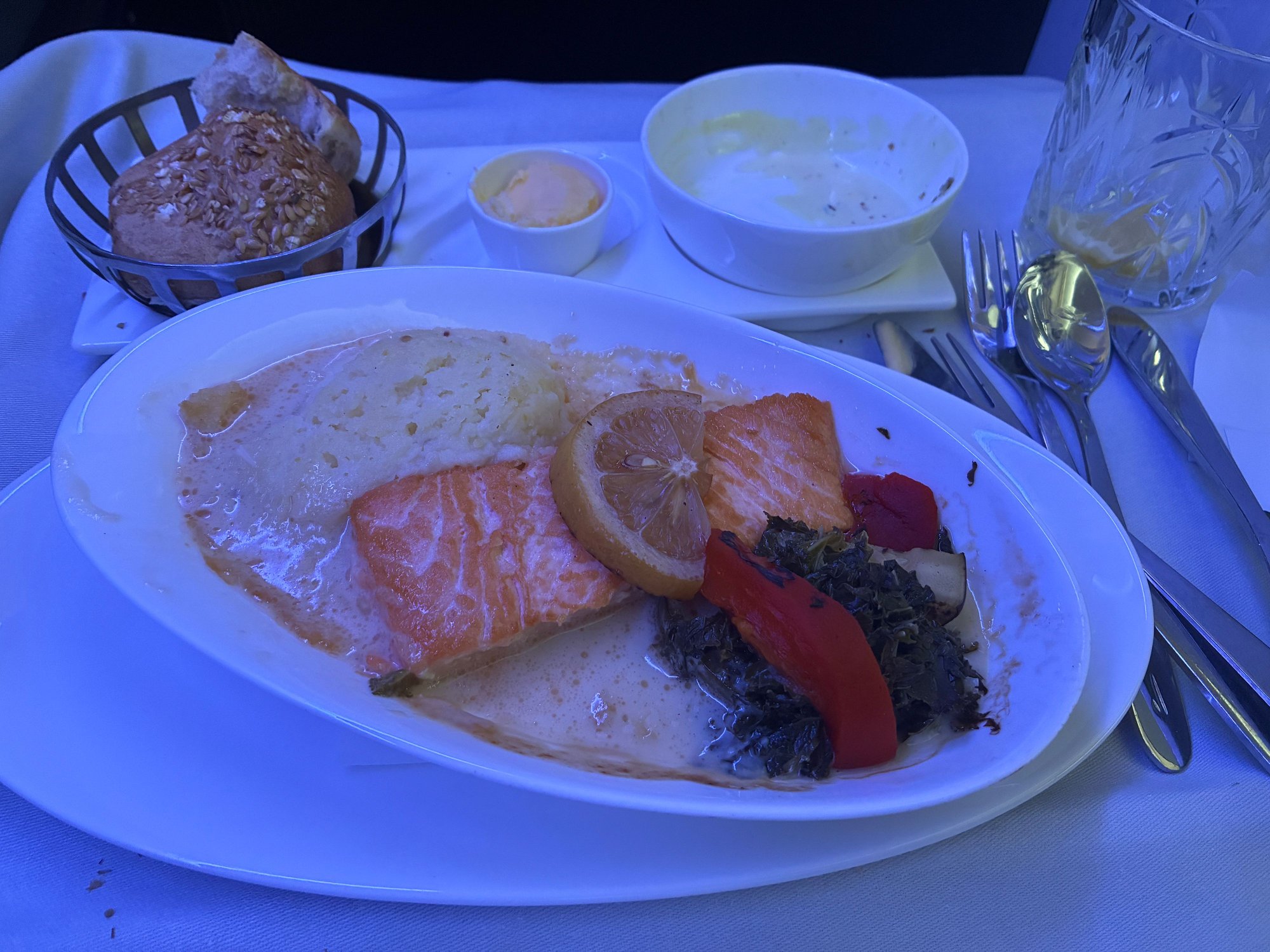 Salmon. Pleasant enough though with seriously overcooked vegetables.