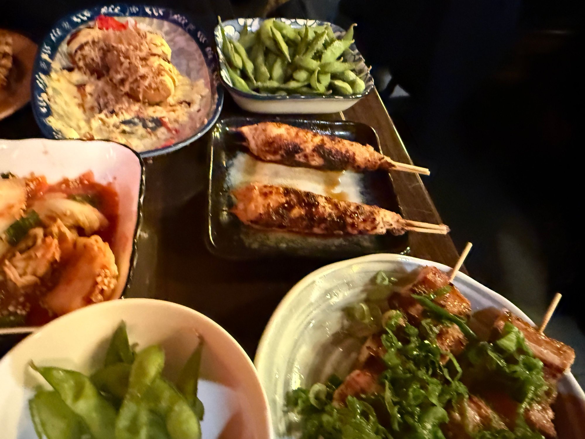 Pork Belly, Chicken Meatballs, Takoyaki, Kimchi