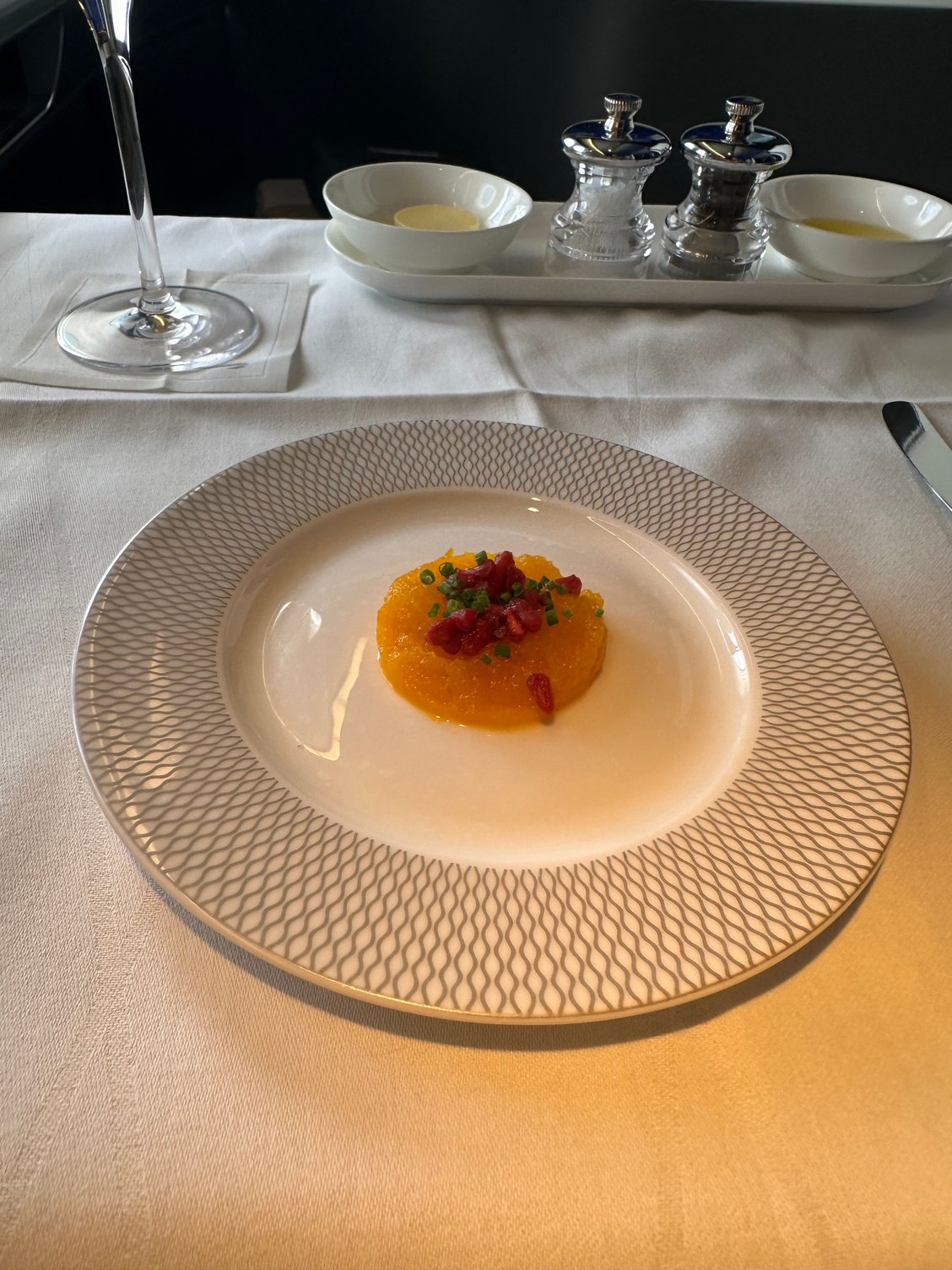 Since the canap�s were enhanced away this is the most enjoyable amuse bouche I�ve had. Small but tasty. 