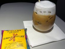 Iced cappuccino and pretzels from the pantry