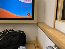 I raised the seat divider and kept it up throughout the flight. 