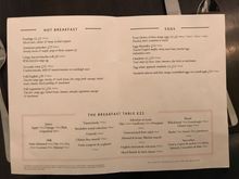The à la carte cook to order menu