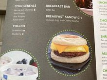 Breakfast menu. 