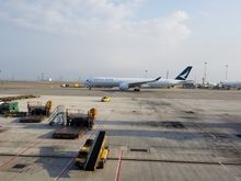 View from the daybed - Cathay A350-900