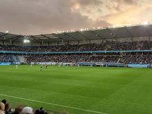 Sunset beyond the west stand