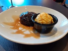 Sticky toffee pudding for dessert with ice cream