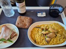 I chose mushroom risotto. Was pleasant, not spectacular. The roast beef starter had some kind of cream filling, I should have listened better to nice cabin lady as she described it. 