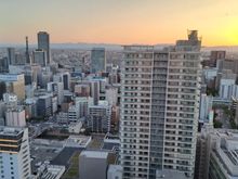 City view at sunset