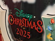one of the windows on the christmas decorated monorail