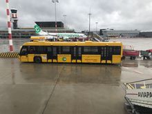 If the aircraft is parked away from the terminal and/or other aircraft are on the apron,
Busses will be used,
In case of a full flight, 2 busses will be deployed