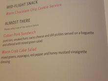 Dessert, Midflight, and Pre-Arrival Selections