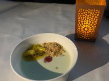 Pandan and tapioca pudding with mango salsa - definitely the highlight of the meal! 5/5. Wish QR could do more asian inspired desserts, this trumps the old boring chocolate cakes that we see all the time.
