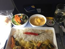 CE inbound Band 4, AVML and HNML: Pumpkin curry and a mango rice pudding with the usual starter. Pretty decent but could’ve done with more sauce.