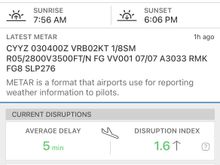 Departure delay now at a 5.0, arrival delays are down from 2.9 a few hours ago. 