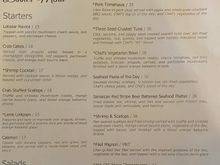 Vue on 30A Dinner Menu