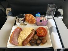 0740dep LHR-BCN Breakfast

I had Full English. Two other options were Cold Plate (Ham & Cheese) and Porridge. The latter two were not stocked in large quantities as clearly the Full English is the most popular. 

No menus at all given (not normal I think). 

Also my 1st A320neo flight. 