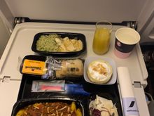 The cabin crew gave me both main courses as the cabin was empty..basically choice between pasta or chicken