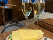 Happy Hour and sandwich prepared by staff