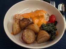 the "chicken vitelotte" without the purple potatoes. chicken was smothered with dried rosemary which was overpowering with a bland sauce. rest of meal was unremarkable.
