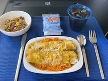 ORD > IAH. Cheese enchiladas entree.