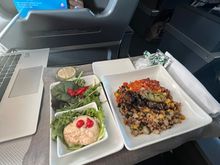 A mix of rice and beans. It was okay. No idea what the stuff on top of the salad was. 