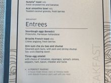 We got to the lounge around 10:20 yesterday morning. Took us a few minutes to realize we needed to make reservations for the menu location. The wait was about 20-25 minutes. We got in as breakfast service was ending but was able to order.