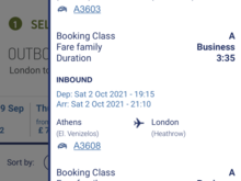 Example business fare