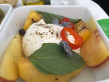 Grilled peach and burrata salad