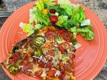 Leftover Fired Pie (similar to Blaze) pizza. I get the “build your own,” so I can load it up. I recently discovered that it’s close to the Costco, so it will probably be a two stop trip from now on!