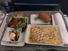 Chicken was pretty good. Basically chicken franchise without the linguine. No choice of roll, and I had no idea what the side to the salad was. 

