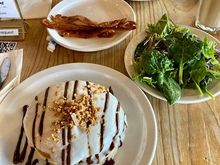 Sunday brunch at Egghead. I wanted pancakes, but made myself eat a salad first. 