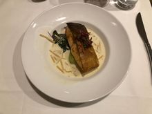 Tasted OK. Not a great combo of textures. Piece of salmon in cream soup, pretty much!