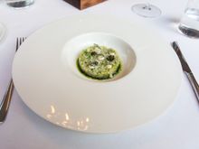 Cured Clare Island salmon, oyster cream, cucumber and citrus dressing. 