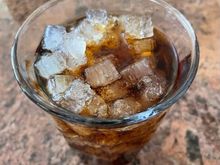 Diet Coke poured over ice from our new nugget ice maker.  Dentist approved* for people who like to chew ice! 

*I made that up