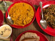 One of the home cooked satay babi & special fried leek & tau kwa ( bean curd fried version ) by my sisters - in - laws