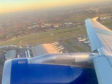 Departing Heathrow runway 27L looking north; Terminal 5A just visible
