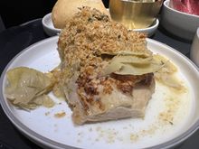 Roasted chicken - braised artichokes, mint, rosemary breadcrumbs


